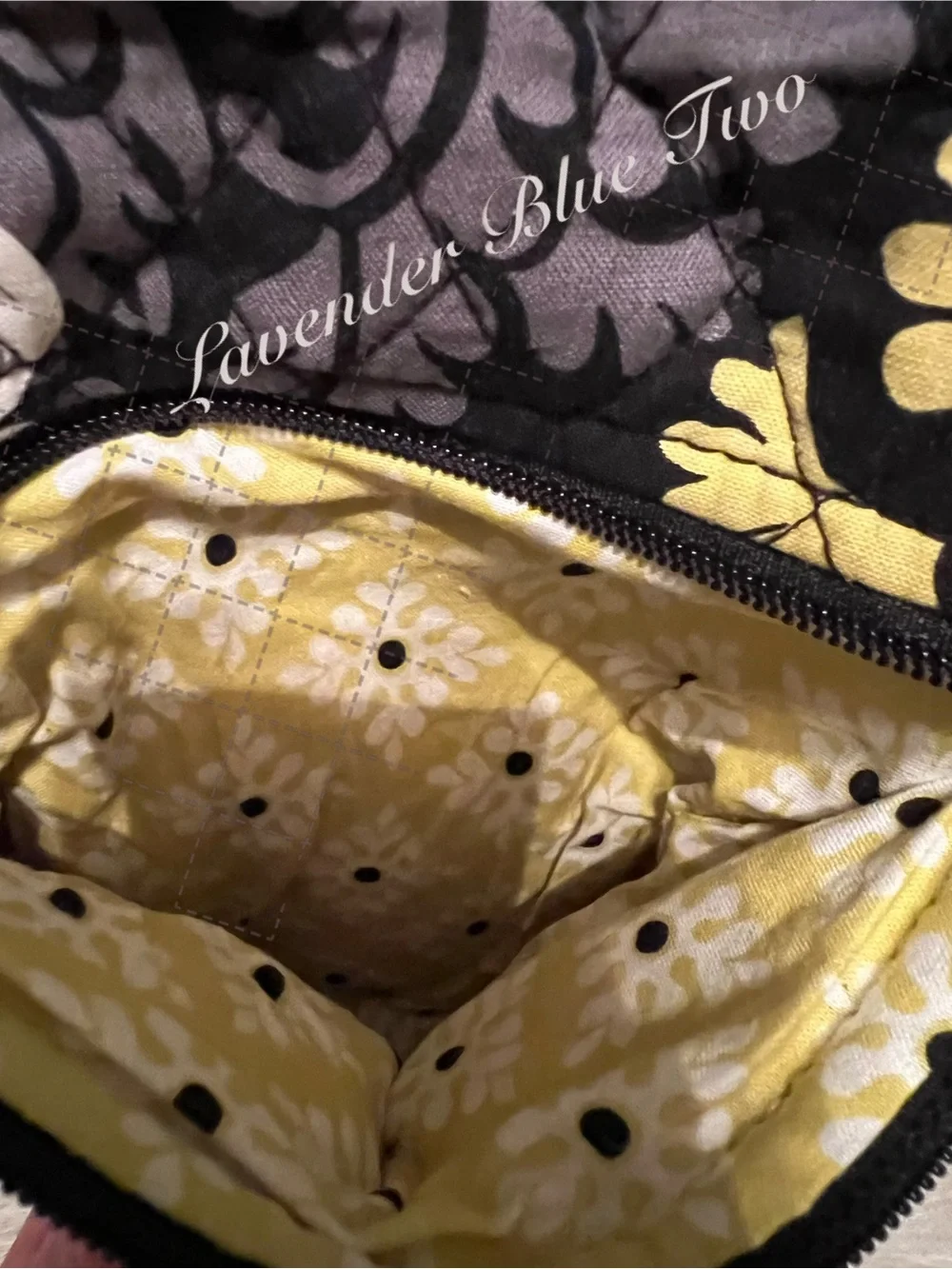 VERA BRADLEY Baroque 2008 Zipper Hipster Crossbody Black Yellow Y2K Floral